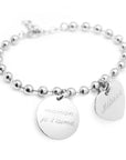 Bracelet personnalisé - Chaîne et Charms médaille et/ou cœur Argent