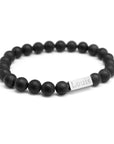 Bracelet homme personnalisé - Perles Agates noires mates