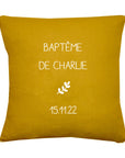Coussins personnalisés moutarde - cadeaux personnalisés naissance