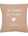 Coussins personnalisés beige - cadeaux personnalisés naissance
