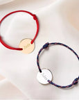 Coffret duo pour couple - Bracelets personnalisés cordon avec médaille Argent et Plaqué Or