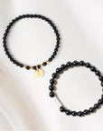 Coffret duo pour couple - Bracelets personnalisés perles Agates noires
