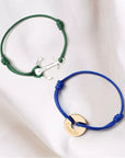 Coffret duo pour couple - Bracelets personnalisés ancre et anneau - Argent et Plaqué Or