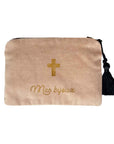 Pochette en velours personnalisée - Cadeau Baptême - Cadeau Communion
