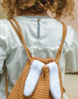 sac a dos bebe personnalisable lapin en nid d'abeille moutarde