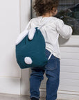 sac a dos bebe personnalisable lapin en nid d'abeille bleu