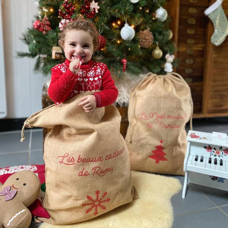 Hotte de Noël personnalisée Hotte père Noël – Little Boudoir