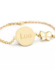Bracelet personnalisé plaqué or - Médaille et papillon