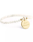 Bracelet perles Plaqué Or - Médaille croix Ivoire