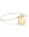 Bracelet perles Plaqué Or - Médaille croix Ivoire
