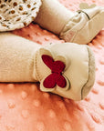 Chaussons bébé personnalisés en cuir souple - Modèle Papillon