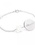 Bracelet Gourmette enfant personnalisé - Argent et Nacre blanche