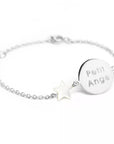 Bracelet Gourmette enfant personnalisé - Argent et Nacre blanche