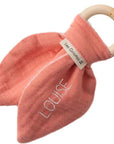 Anneau de dentition bébé personnalisé - Bois naturel & Coton