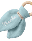 Anneau de dentition bébé personnalisé - Bois naturel & Coton