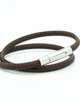 Bracelet homme personnalisé acier et cuir - Le surpiqué