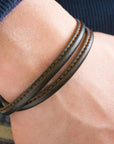 Bracelet homme personnalisé acier et cuir - Le surpiqué