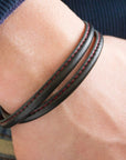 Bracelet homme personnalisé acier et cuir - Le surpiqué