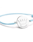 Bracelet cordon personnalisé - Couronne roi - Argent
