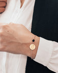 Bracelet médaille et pierre fine personnalisé - Plaqué Or ou Argent