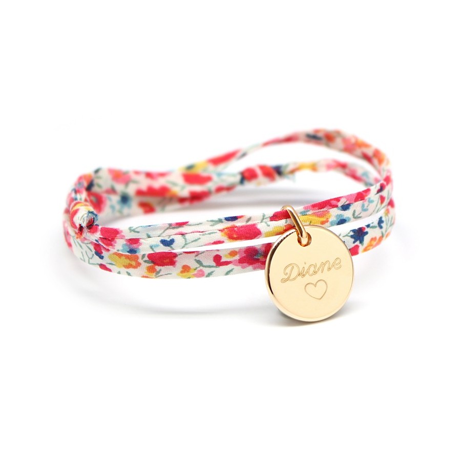 Bracelet personnalisé - Liberty médaille - Argent ou Plaqué or