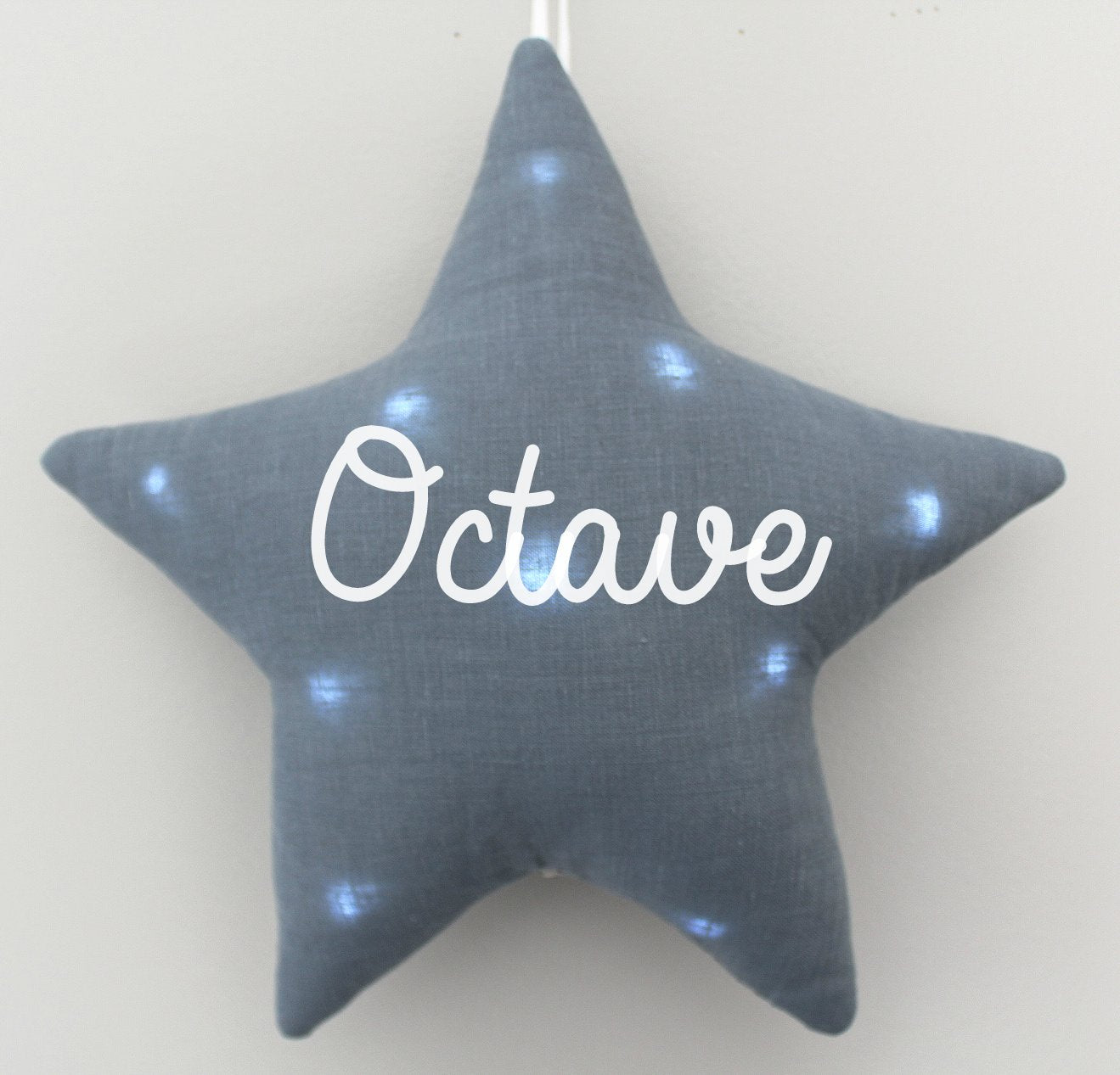 Personalized linen star night light with music option