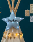 Personalized glitter star night light with music option