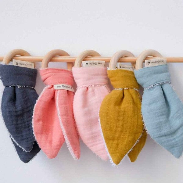 Personalized baby teething ring - Natural wood &amp;amp; Cotton