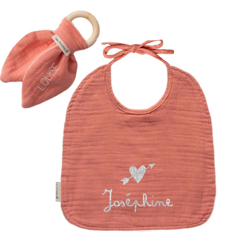 Personalized birth kit - Teething ring and Bib