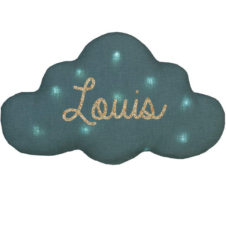 Personalized cloud linen night light with music option