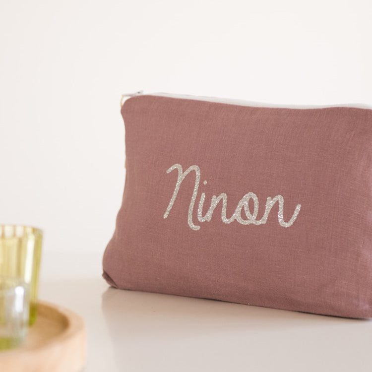 Personalized linen pencil case - First name or text