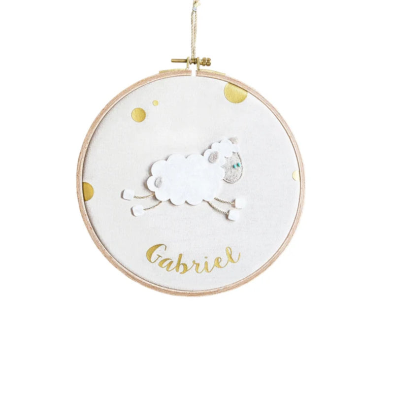 Round personalized wall drum frame - Sheep model