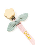 Personalized pacifier clip - Double cotton gauze + flower