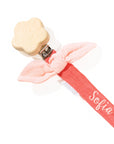 Personalized pacifier clip - Double cotton gauze + flower