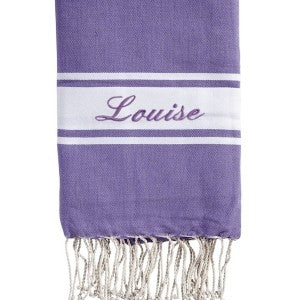 fouta-violet-personnalisation-plage-soleil-bronzage-frange-artisanal