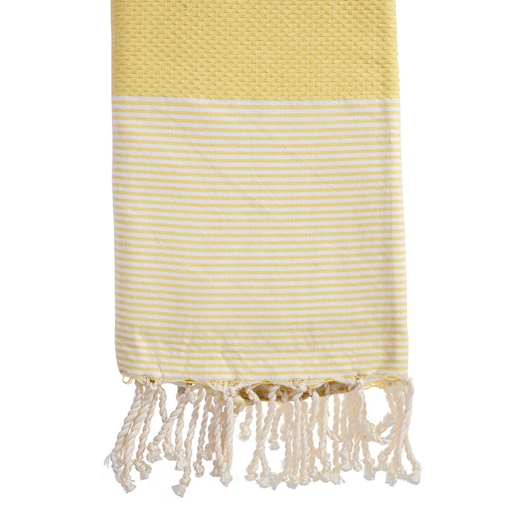 fouta-nid-d-abeille-rayé-jaune-plage-soleil-serviette-mer-personnalisable-texte-prenom-cadeau-adulte-unique