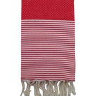 Fouta nid d'abeille rayé personnalisable - Rouge