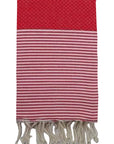 fouta-nid-d-abeille-rayé-rouge