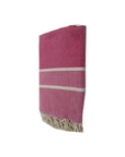 fouta-chevron-rose-vif-personnalisable-serviette-plage-cadeau-personnalisé