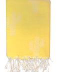 fouta-jacquard-cactus-jaune-personnalisé