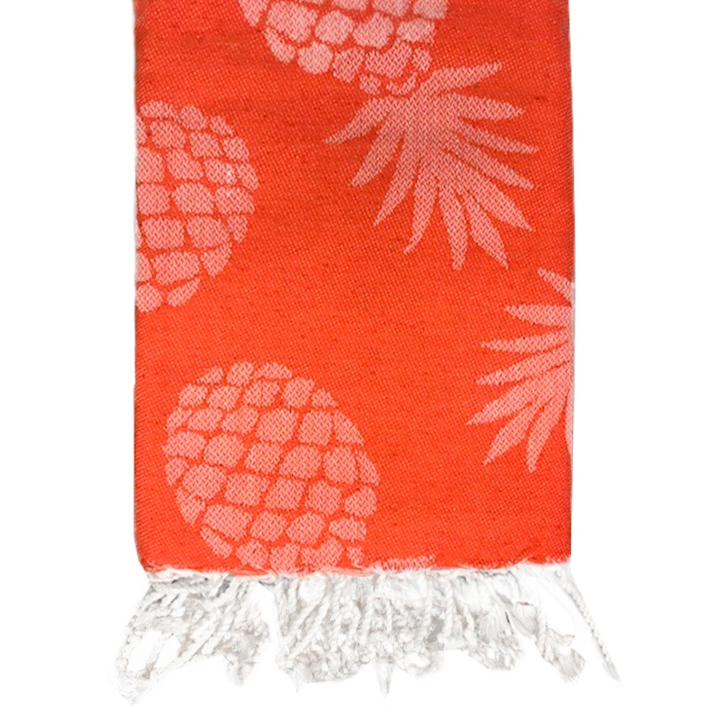 fouta-jacquard-ananas-orange-personnalisé