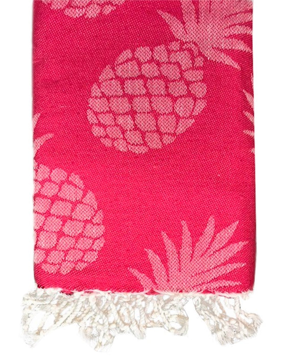Fouta Jacquard Ananas personnalisable - Rose fuchsia