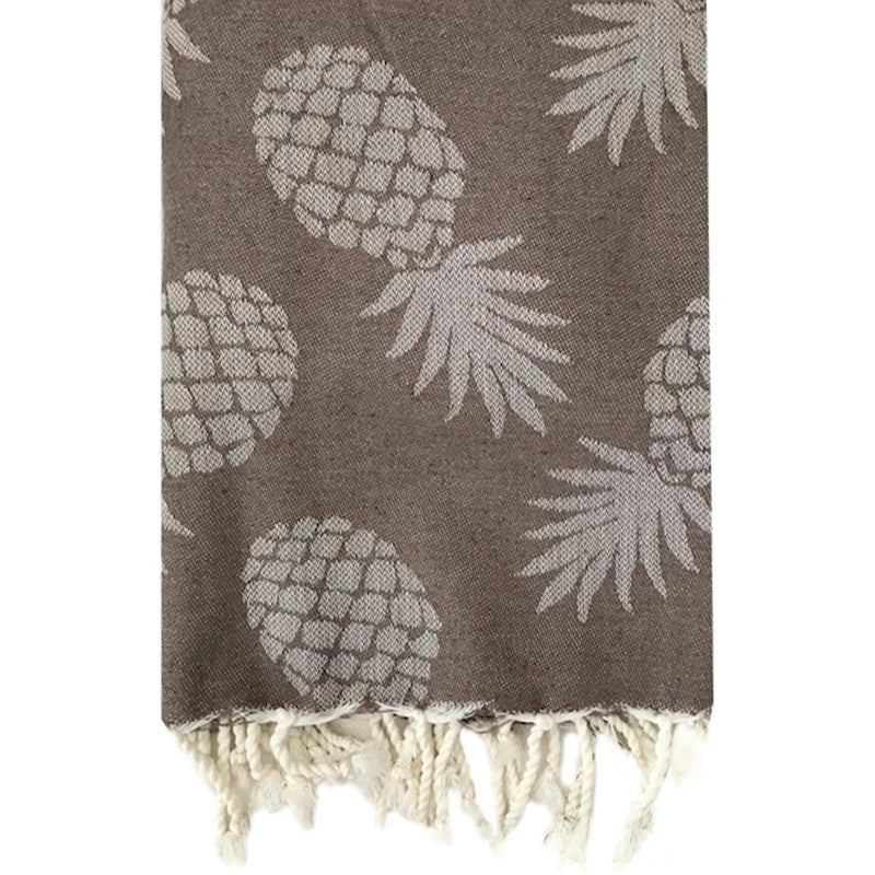 fouta-jacquard-ananas-taupe-personnalisé