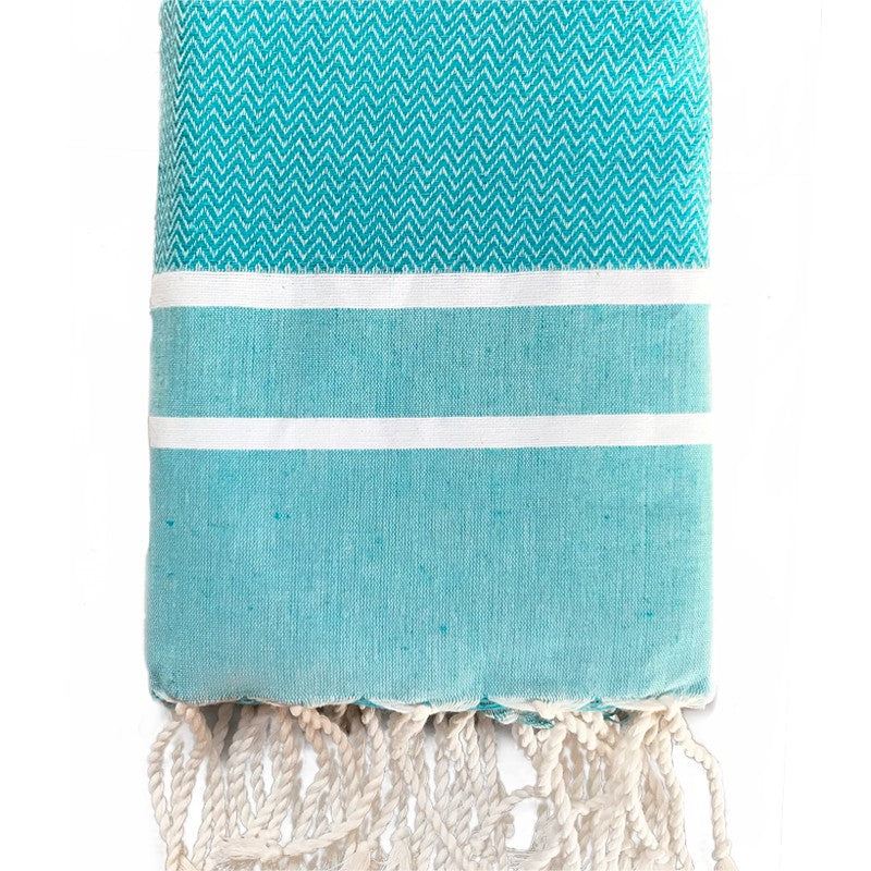 fouta-chevron-bleu canard-personnalisable-serviette-plage-cadeau-personnalisé