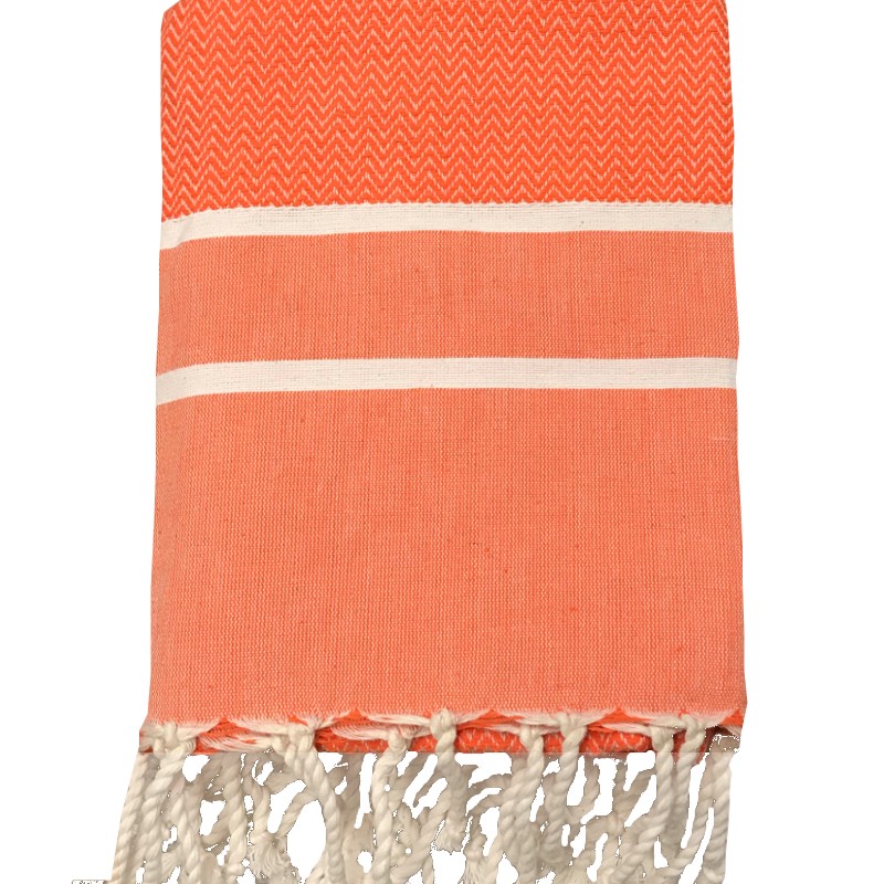 fouta chevron-orange-personnalisable