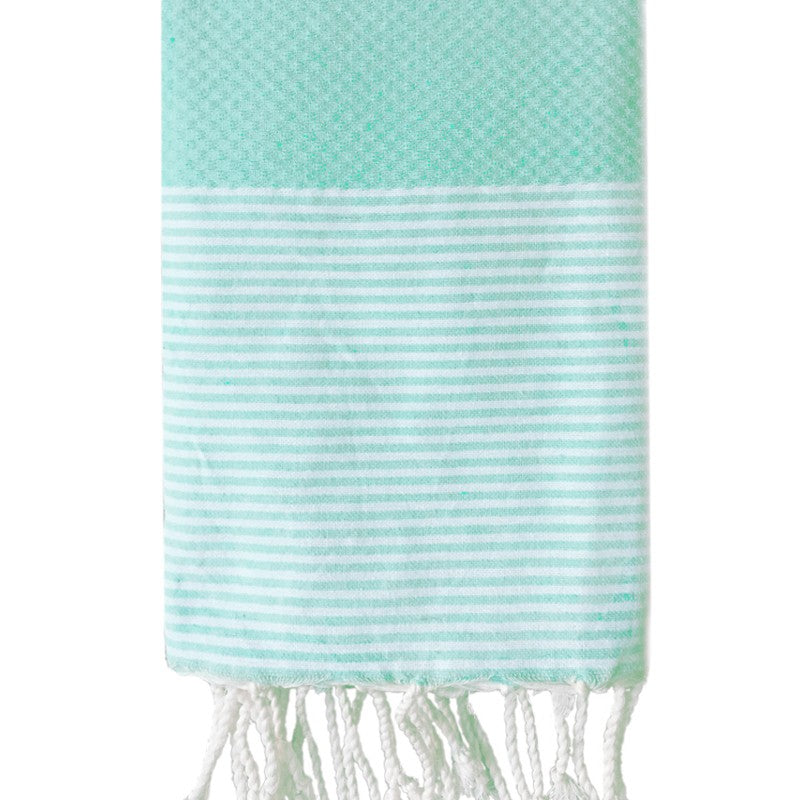 fouta-nid-d-abeille-rayé-vert-d-eau