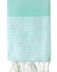 fouta-nid-d-abeille-rayé-vert-d-eau