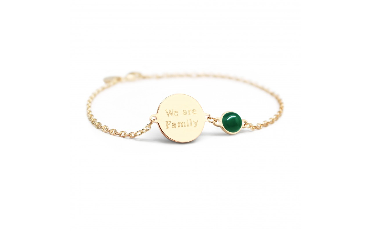 Personalized medal and fine stone bracelet - Gold or Silver Plated