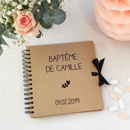 Album photo personnalisé en Kraft - Cadeau Baptême et Communion