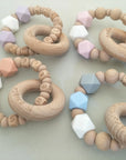 Teething ring - personalized rattle - Beech &amp; Silicone model